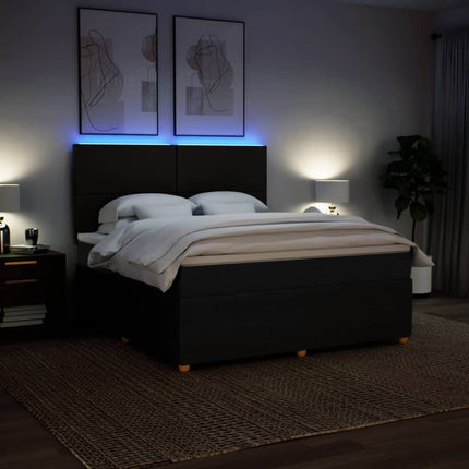 Giroletto a Molle con Materasso Nero 180x200 cm in Tessuto