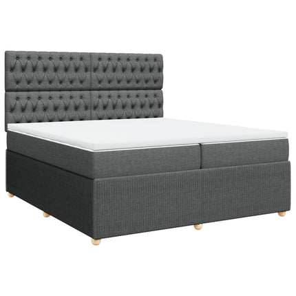 Giroletto a Molle con Materasso Grigio Scuro 200x200 cm Tessuto