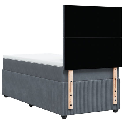Giroletto a Molle con Materasso Grigio Scuro 80x200 cm Velluto