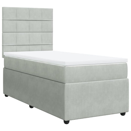 Giroletto a Molle con Materasso Grigio Chiaro 80x200 cm Velluto