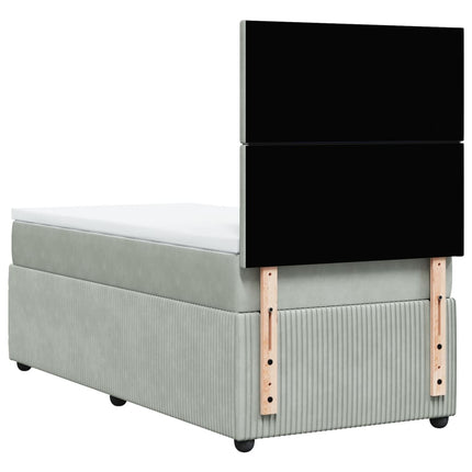 Giroletto a Molle con Materasso Grigio Chiaro 90x190 cm Velluto