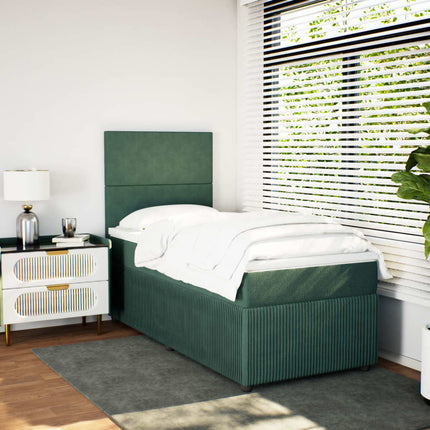 Giroletto a Molle con Materasso Verde Scuro 90x200 cm Velluto