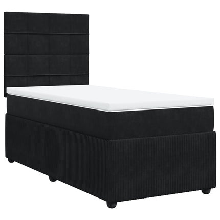 Giroletto a Molle con Materasso Nero 90x200 cm in Velluto