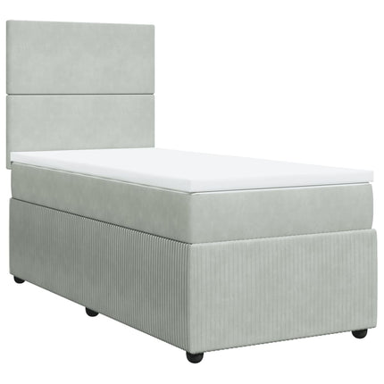 Giroletto a Molle con Materasso Grigio Chiaro 100x200cm Velluto