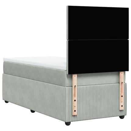 Giroletto a Molle con Materasso Grigio Chiaro 100x200cm Velluto