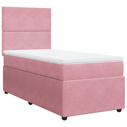 Giroletto a Molle con Materasso Rosa 100x200 cm in Velluto