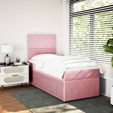 Giroletto a Molle con Materasso Rosa 100x200 cm in Velluto