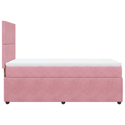 Giroletto a Molle con Materasso Rosa 100x200 cm in Velluto