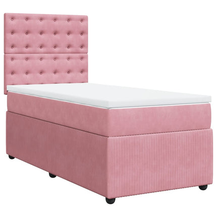 Giroletto a Molle con Materasso Rosa 100x200 cm in Velluto