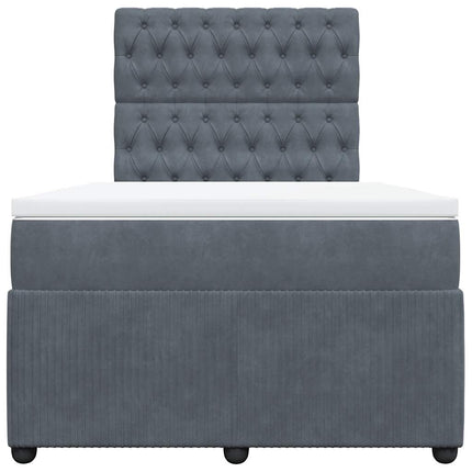 Giroletto a Molle con Materasso Grigio Scuro 120x190 cm Velluto
