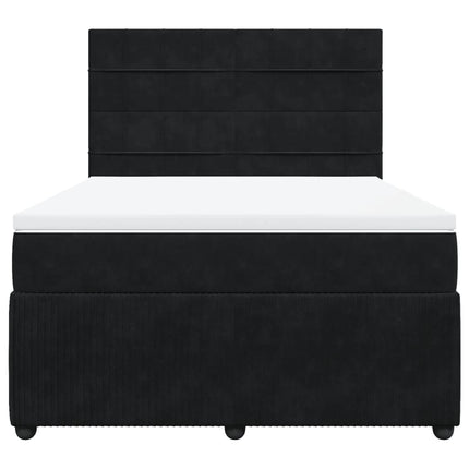 Giroletto a Molle con Materasso Nero 140x190 cm in Velluto