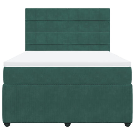 Giroletto a Molle con Materasso Verde Scuro 140x190 cm Velluto