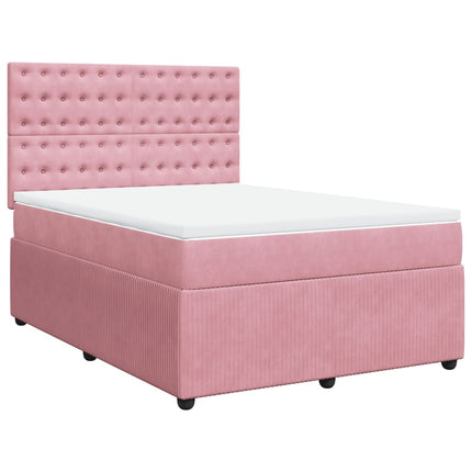 Giroletto a Molle con Materasso Rosa 140x200 cm in Velluto