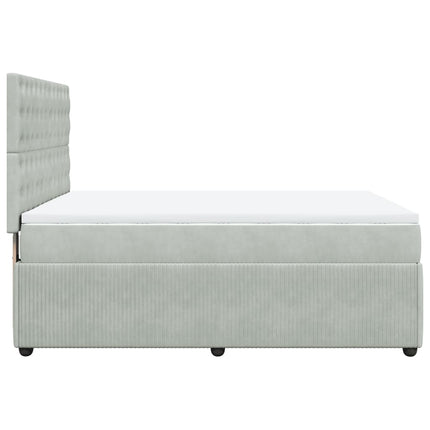 Giroletto a Molle con Materasso Grigio Chiaro 160x200cm Velluto