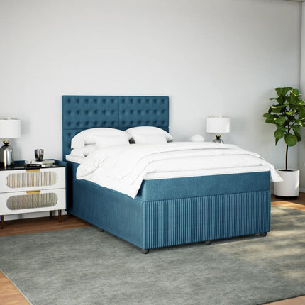 Giroletto a Molle con Materasso Blu 160x200 cm in Velluto