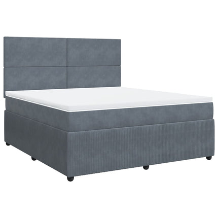 Giroletto a Molle con Materasso Grigio Scuro 180x200 cm Velluto