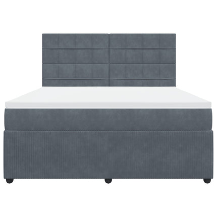 Giroletto a Molle con Materasso Grigio Scuro 180x200 cm Velluto