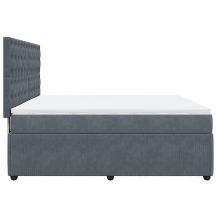 Giroletto a Molle con Materasso Grigio Scuro 180x200 cm Velluto