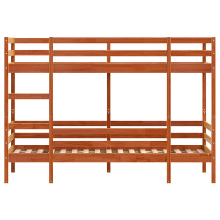 Letto a Castello Marrone Cera 75x190 cm in Legno di Pino