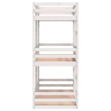 Letto a Castello Triplo Bianco 90x190 cm Legno Massello di Pino