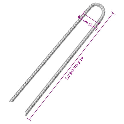 Picchetti Tenda 6pz a Forma di U 41,5 cm ÃƒËœ12 mm Acciaio Zincato