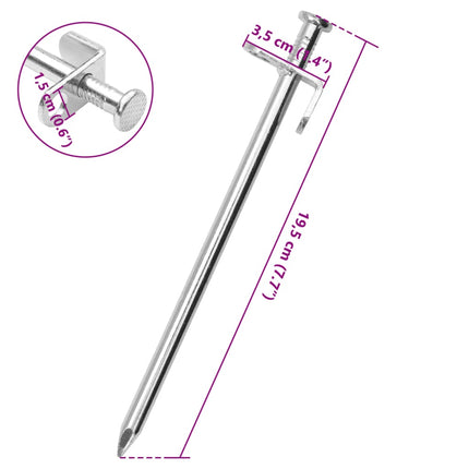 Picchetti per Tenda 24 pz 19,5 cm 8 mm in Acciaio Zincato