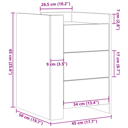 Comodino Grigio Cemento 45x50x65 cm in Legno Multistrato