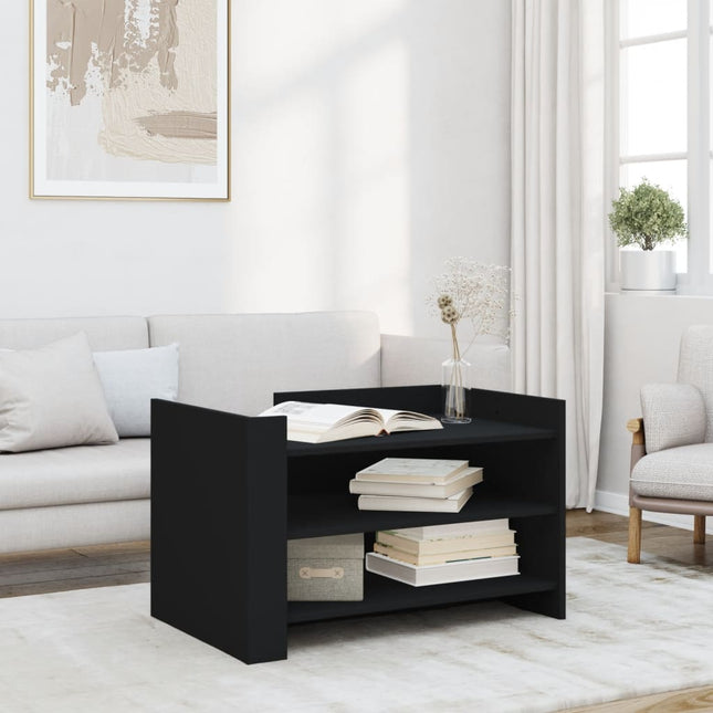Tavolino da Salotto Nero 80x50x50 cm in Legno Multistrato
