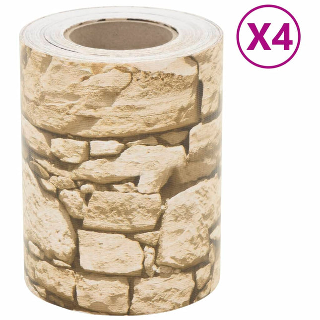 Paravento Giardino 4 pz Aspetto Pietra Grigio 35x0,19 cm in PVC