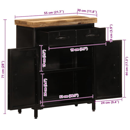 Credenza 55x30x71 cm in Legno Massello di Mango
