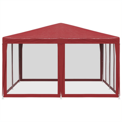 Tenda per Feste con 8 Pareti Laterali in Rete Rossa 4x4 m HDPE