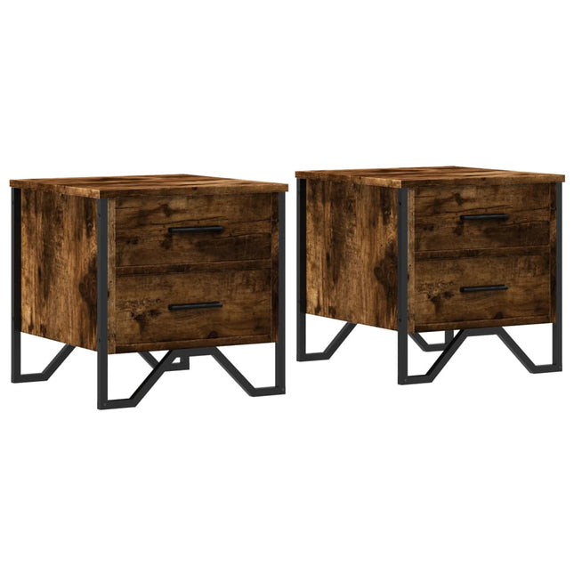 Comodini 2 pz Rovere Fumo 40x41x40 cm in Truciolato