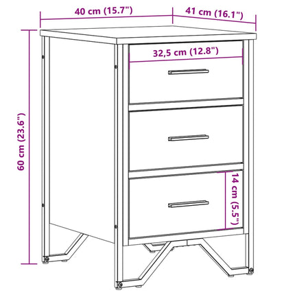Comodino Rovere Fumo 40x41x60 cm in Legno Multistrato