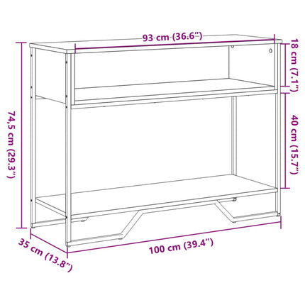 Tavolo Consolle Grigio Sonoma 100x35x74,5 cm in Truciolato