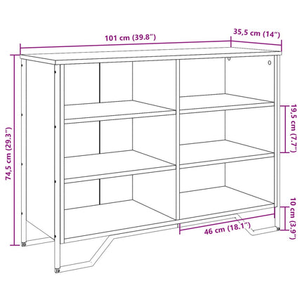 Credenza Grigio Sonoma 101x35,5x74,5 cm in Legno Multistrato