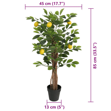 Albero Limoni Artificiale con 3 Tronchi Verde 85 cm in PP