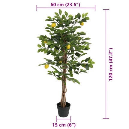 Albero Limoni Artificiale con 3 Tronchi Verde 120 cm in PP