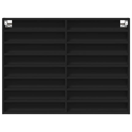 Armadietto con Vetrina Nero 100x8,5x75 cm Legno Multistrato