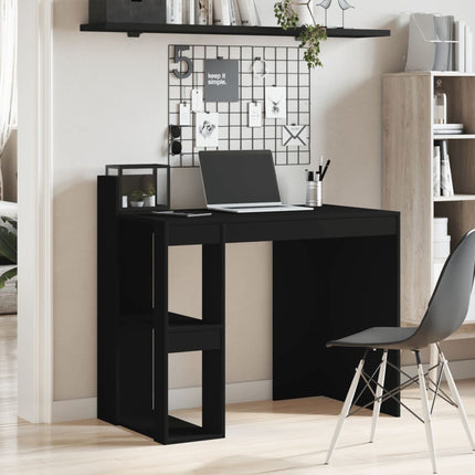 Scrivania Ufficio Nera 103,5x56,5x94 cm in Legno Multistrato
