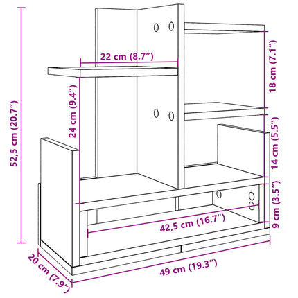 Organizer Scrivania Grigio Sonoma 49x20x52,5 cm Multistrato