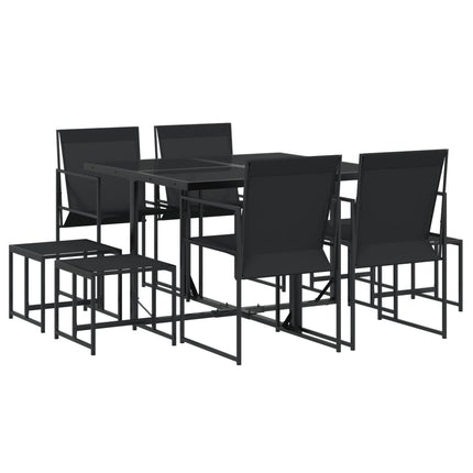Set da Pranzo da Giardino 9 pz Nero in Textilene