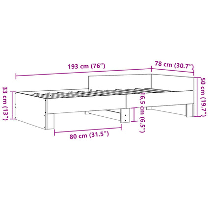 Giroletto senza Materasso Rovere Marrone 75x190cm in Truciolato