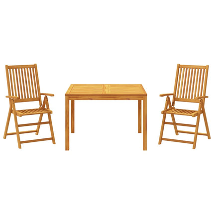 Set da Pranzo per Giardino 3 pz in Legno Massello di Acacia