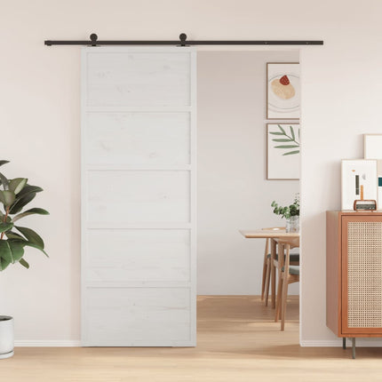 Porta del Granaio Bianca 80x208 cm in Legno Massello di Pino