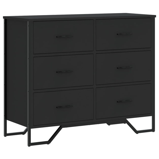 Cassettiera Nera 91x35,5x74,5 cm in Truciolato