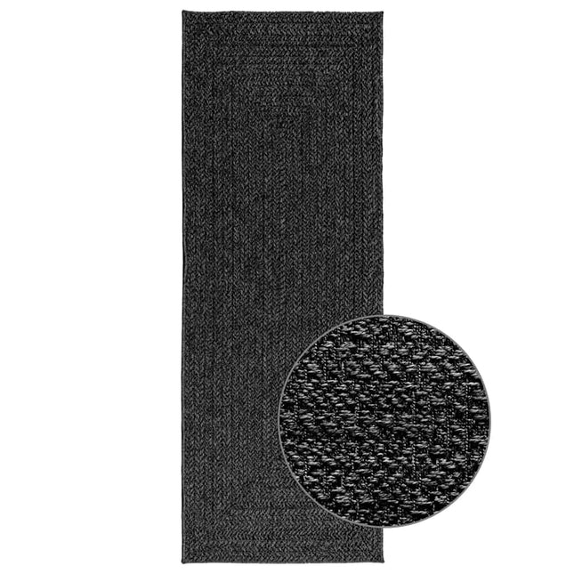 Tappeto ZIZUR Antracite 80x200 cm Aspetto Iuta Interni Esterni