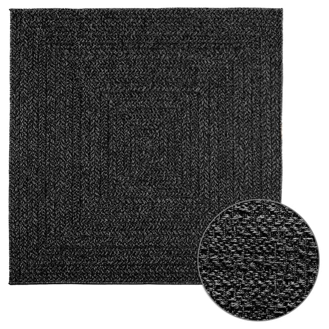 Tappeto ZIZUR Antracite 120x120 cm Aspetto Iuta Interni Esterni