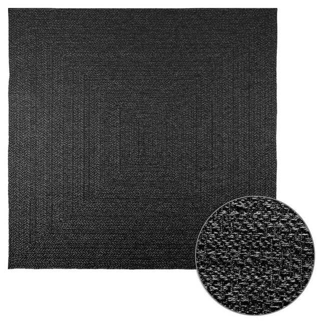 Tappeto ZIZUR Antracite 200x200 cm Aspetto Iuta Interni Esterni
