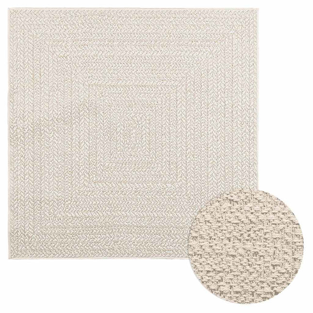 Tappeto ZIZUR Crema 120x120 cm Aspetto Iuta Interni ed Esterni