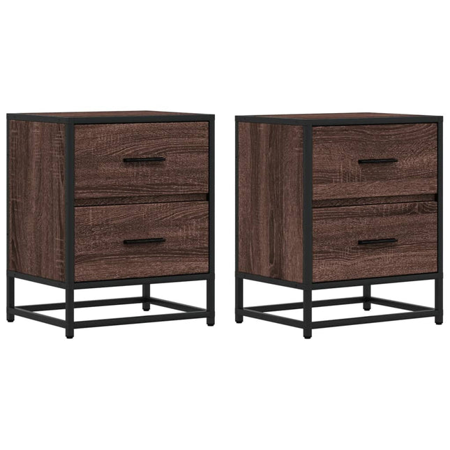 Comodini Rovere Marrone 2 pz 40x31x50 cm in Truciolato